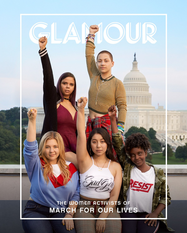 (Clockwise from top left) Samantha Fuentes, Emma González, Naomi Wadler, Edna Chavez, Jaclyn Corin